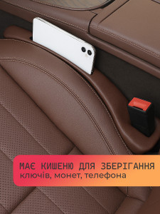 Органайзер заглушка в машину между сиденьями для водителя и пассажира 2 штуки полиуретан 41х6,6 см Коричневый