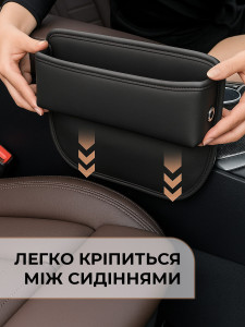 Заглушка карман для машины между сиденьями и консолью экокожа 30х19,6 см черная