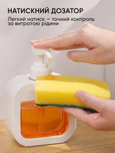 Дозатор для моющего средства Квадрат из пластика 300 мл белый