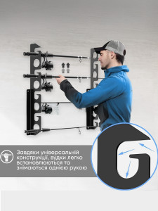Держатели удочек на 8 штук из акрила 43х6,1х3,8 см черные