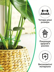 Фиксатор опора для комнатных растений комплект 4 штуки Пластиковые Зеленые