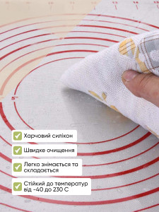 Набор кондитера Скалка и коврик с разметками для раскатки теста Нержавеющая сталь/Силикон