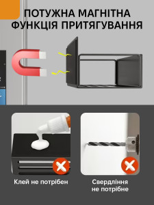 Полки на холодильник боковые металлические на магнитах 2 шт 27х8.5х7.5 см и 2 шт 29.5х9.5х7.5 см Черные