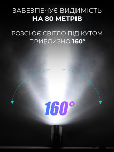 Передняя LED фара на велосипед с сигналом и USB зарядкой ABS-пластик 3.7х5.1х10.2 см Черная