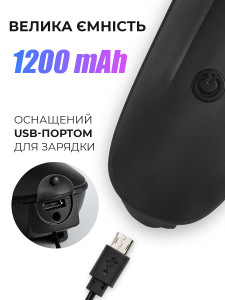 Передняя LED фара на велосипед с сигналом и USB зарядкой ABS-пластик 3.7х5.1х10.2 см Черная