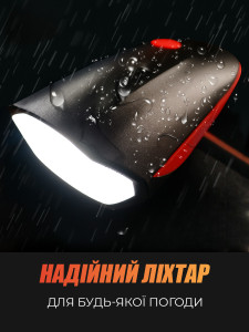 Передняя LED фара на велосипед с сигналом и USB зарядкой ABS-пластик 3.7х5.1х10.2 см Черно-красная