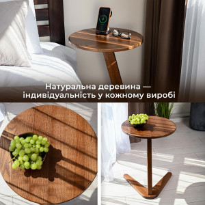 Круглый журнальный столик на ножке из дерева кофейный прикроватный для гостиной и спальни коричневый