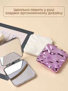 Зеркало для макияжа карманное из ABS-пластика 7х6,5 см серебряное
