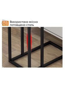 Прикроватный столик Светлый орех с металлическими ножками 30x40x60 см