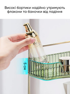 Угловая полка для ванной, кухни и дома 3-х ярусная пластик/металл 44.5х34.5 см зеленая