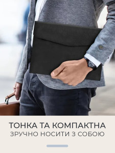 Сумка для документів та планшету Формат А4 з екошкіри 33,7х23,5 см чорна