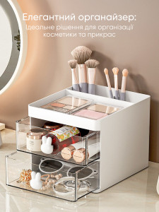 Органайзер подставка для канцелярии с ящиками Пластиковая 12х13х11,5 см Белый