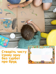 Килимок для малювання водою багаторазовий з водними фломастерами та трафаретами Поліестер 80х60 см Різнокольоровий