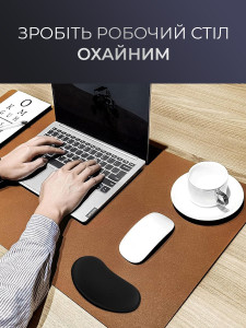 Подставка под запястье для работы с клавиатурой и мышкой мягкая гелевая ЭКО-кожа 13.8х7.8х2.2 см Черная