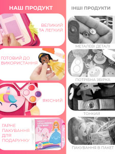 Книжка-игрушка бизиборд Принцесса на липучках для детей Фетровая 24х19 см Разноцветная
