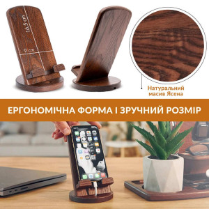 Вращающаяся подставка для мобильного телефона Teslyar из дерева (коричневая)