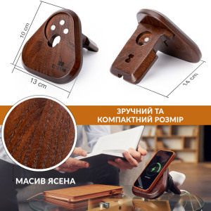 Підставка трикутна Teslyar MagSafe для iPhone, Apple Watch та AirPods з дерева (коричнева)