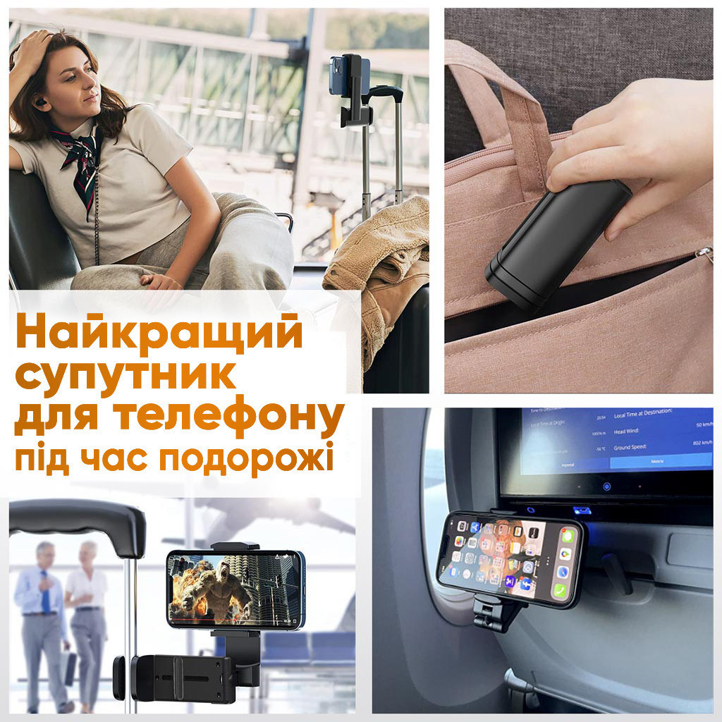 Подставка-держатель с зажимом для телефона в автомобиль или на стол Teslyar черная