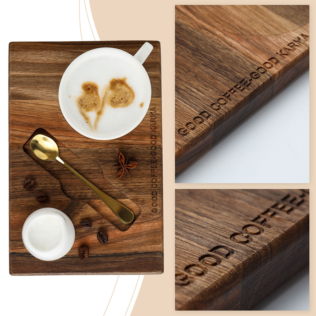 Подставка под кофе Teslyar классическая 23x15x1,6 см из натуральной древесины ореха