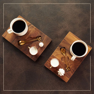 Подставка под кофе Teslyar классическая 23x15x1,6 см из натуральной древесины ореха