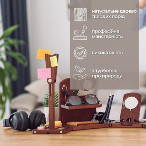 Настольный органайзер конструктор из модулей на магнитах Teslyar Стойка для наушников из дерева