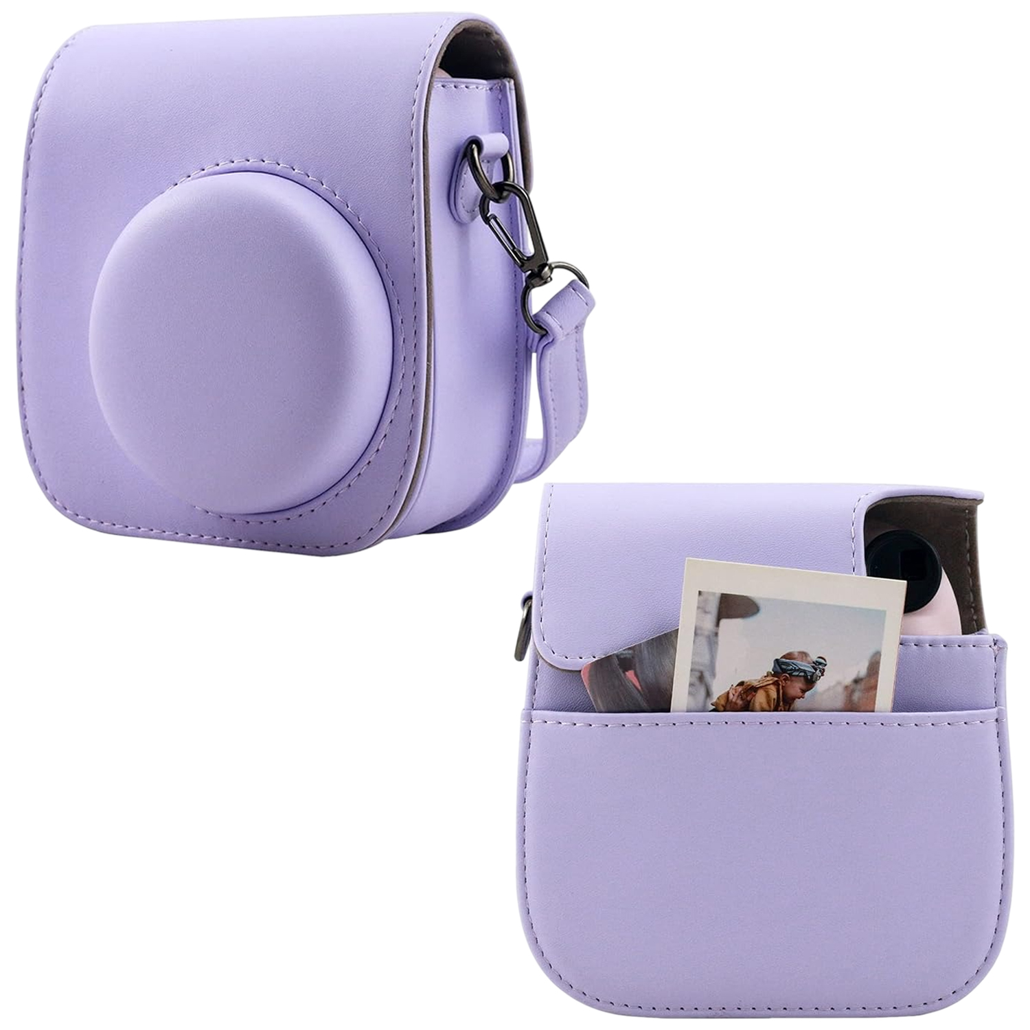 Сумка чехол для фотоаппарата FujiFilm INSTAX mini Экокожа/Микрофибра 13.7х11.7х7.5 см Сиреневая