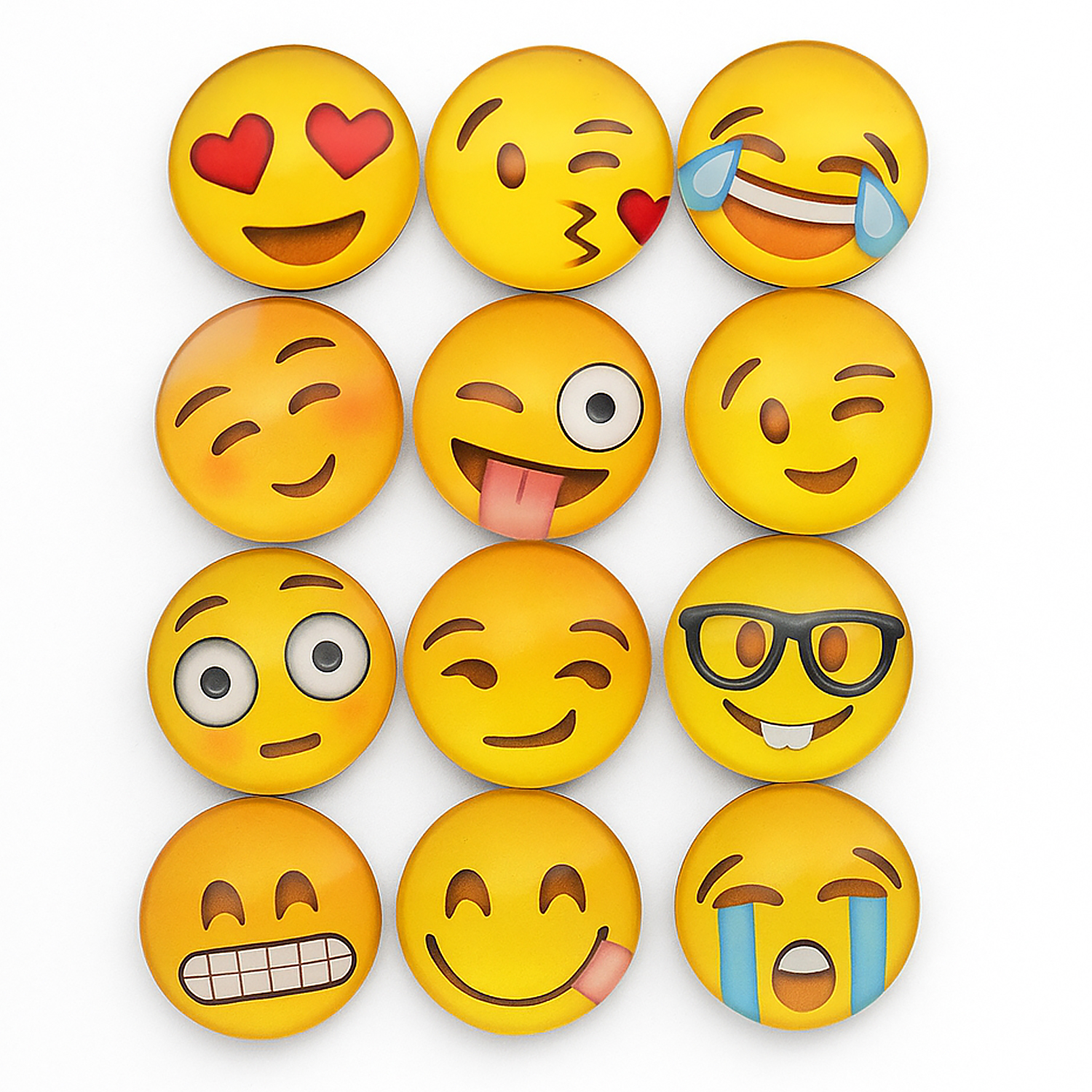 Магниты на холодильник Emoji 12 штук 3х3 см разноцветные